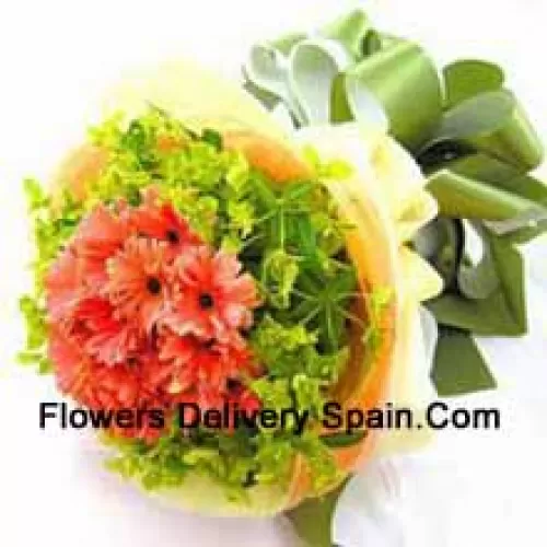 A Beautiful Bunch Of 19 Orange Gerberas With Seasonal Fillers