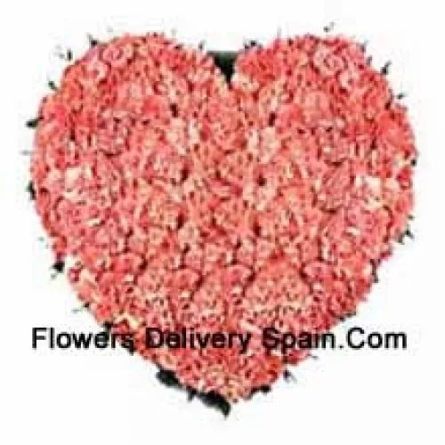 Heart Shaped Arrangement Of 101 Pink Carnations